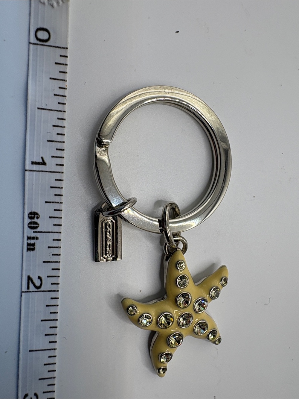 Coach Yellow Starfish Keyring with Crystal Accents
